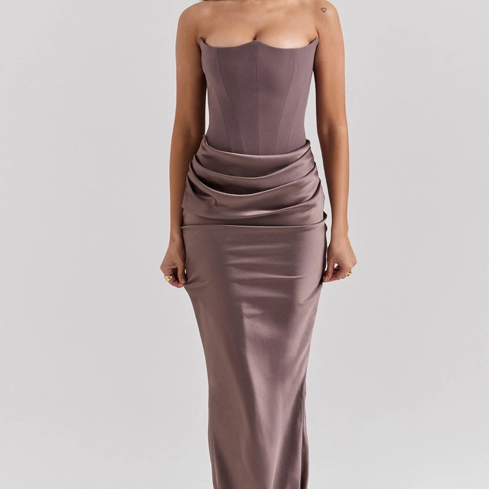 HOUSE OF CB PERSEPHONE SMOKE CORSET MAXI DRESS SIZE M Plus CUP